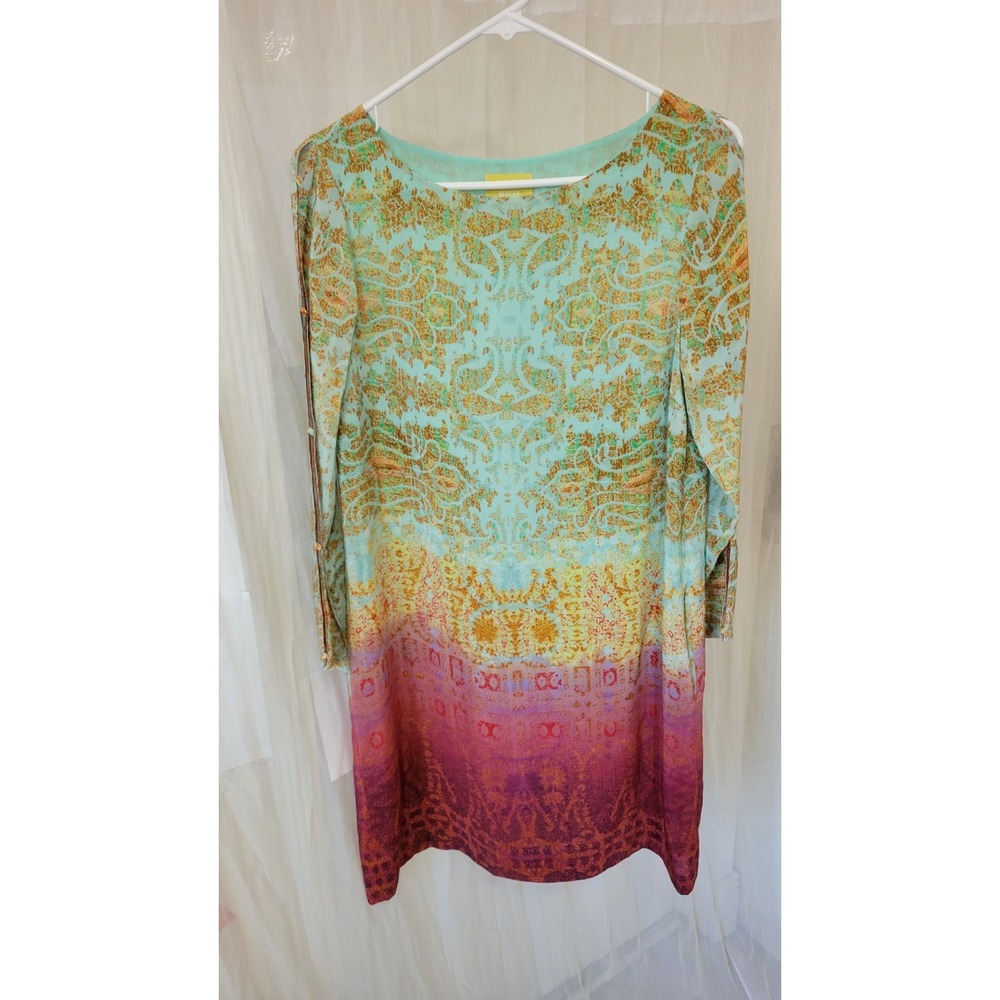 Anthropologie Maeve Women's XS Cleome 100% Silk Ombré Sheath Tunic Dress